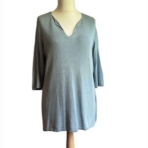 Duna Lightweight Tunic Sweater Light Blue Size Large 0159